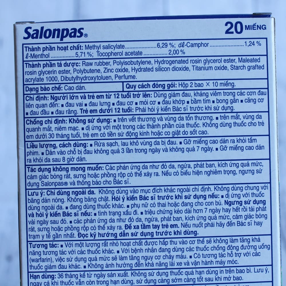 Hisamitsu Salonpas Pain Relief Patches 20 Pieces - Image 4